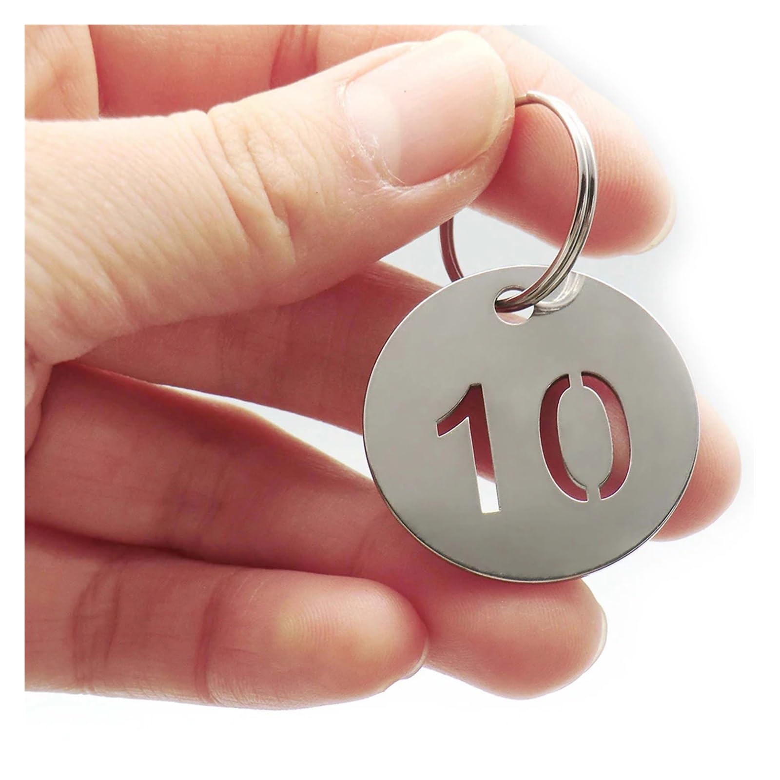 Etiquetas de plástico para números de identificación, 50 unidades, 1-50, etiquetas redondas de acero inoxidable, etiquetas de identificación para casilleros, llaveros personalizados para colgar