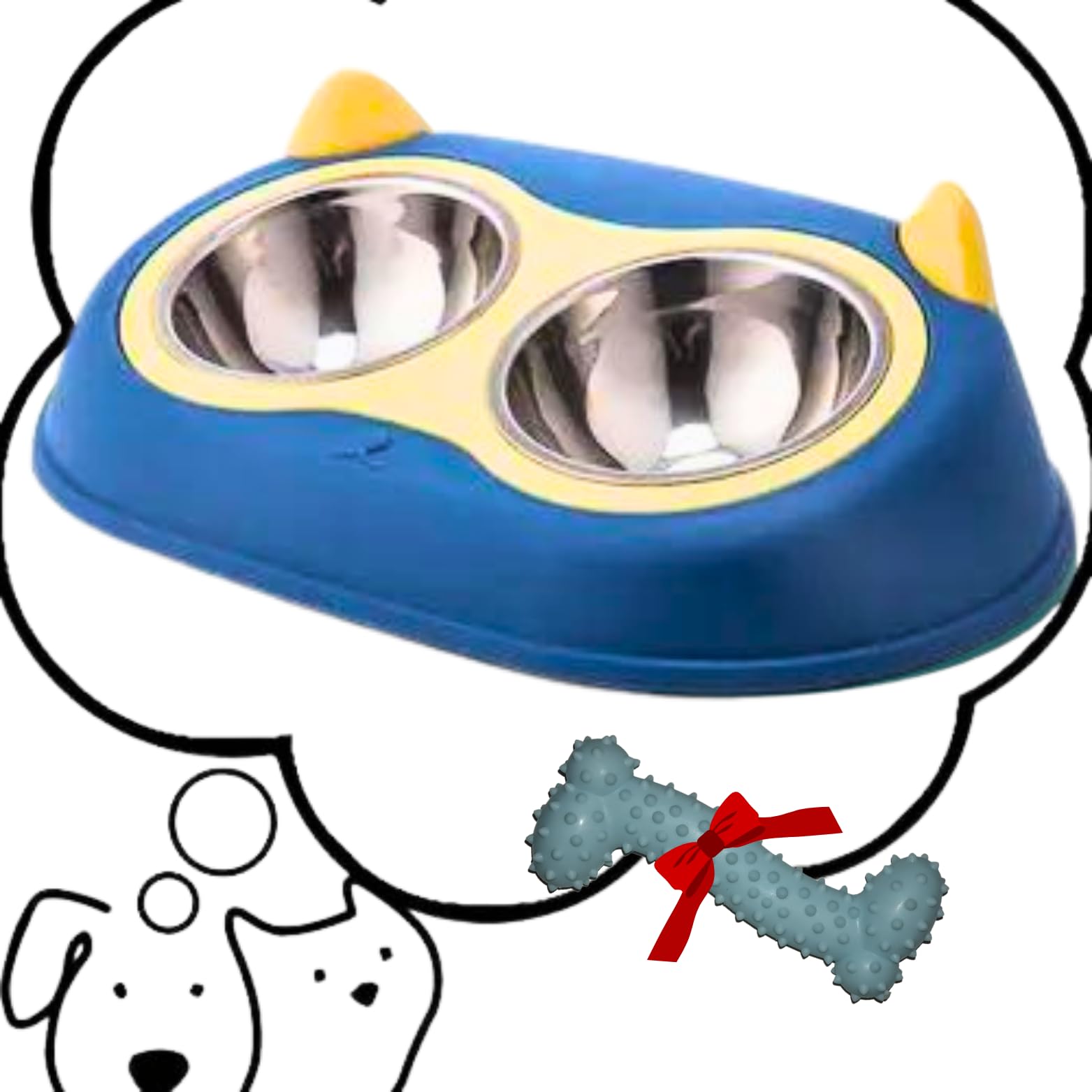 Comedero Gato Elevado 15º inclinación - Comedero Perro pequeño y Mediano con Base Antideslizante - Cuencos para Perros - Comedero y Bebedero Gatos - Tazón Doble Comida y Agua Mascotas