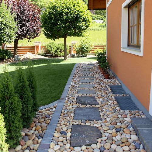 Image of Pulovin 40 lbs River Rocks for Aquarium, 3-4 Inch Fish Tank Rocks, Natural Decorative Garden Rocks Outdoor Landscaping, Large Stone for Walkways, Yard, Vases, Crafts