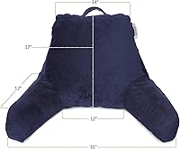 Vista 2 de Nestl Reading Pillow with Portable Laptop Lap Desk - Shredded Memory Foam Back Support Pillow for Sitting Up in Bed and Couch Rest Pillows with Navy