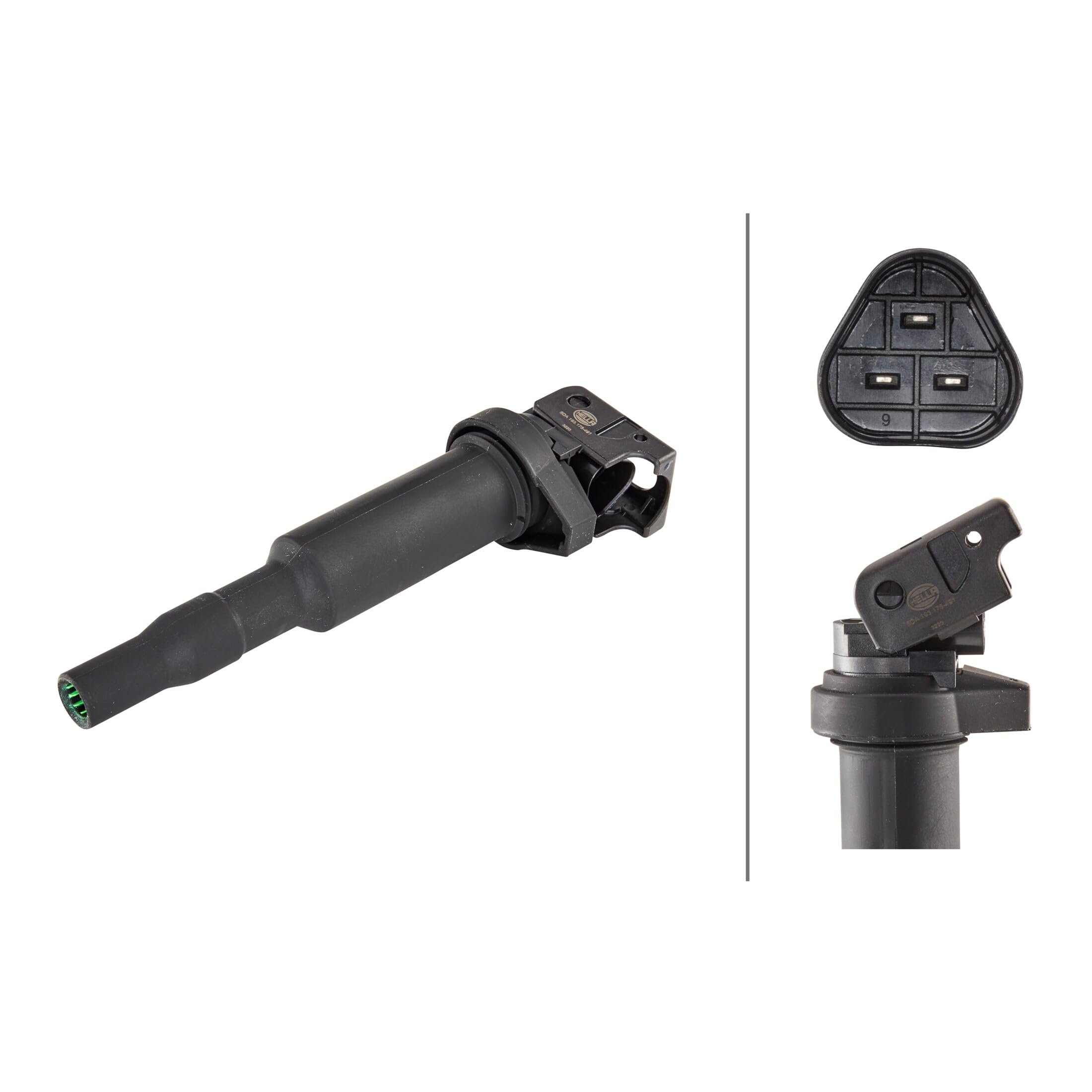 HELLA 5DA 193 175-491 Bobina de encendido - 12V - 3polos - Bobina de encendido cavidad bujía - enchufado