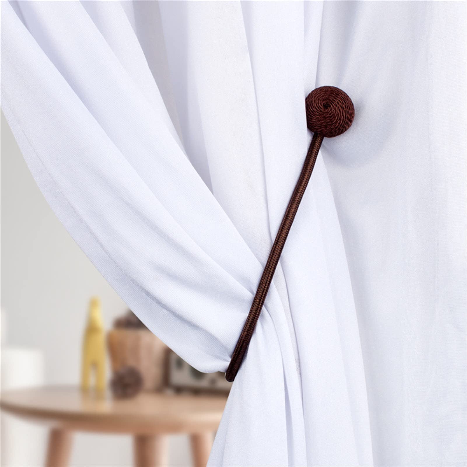 Embrasses de rideaux magnétiques, 2 pièces, rouleau coloré, accessoires, support, Clip retenue, sangle à boucle(Light Khaki)