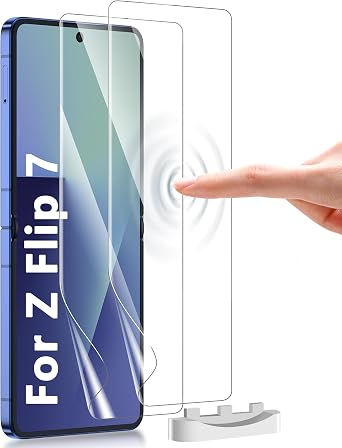 2 Pack for Samsung Galaxy Z Flip 7 Screen Protector Easy to Install, Hydrogel Film Touch Sensitive HD Screen Protector for Galaxy Z Flip 7, Soft EPU Film Full Covered, Scratch Recovery