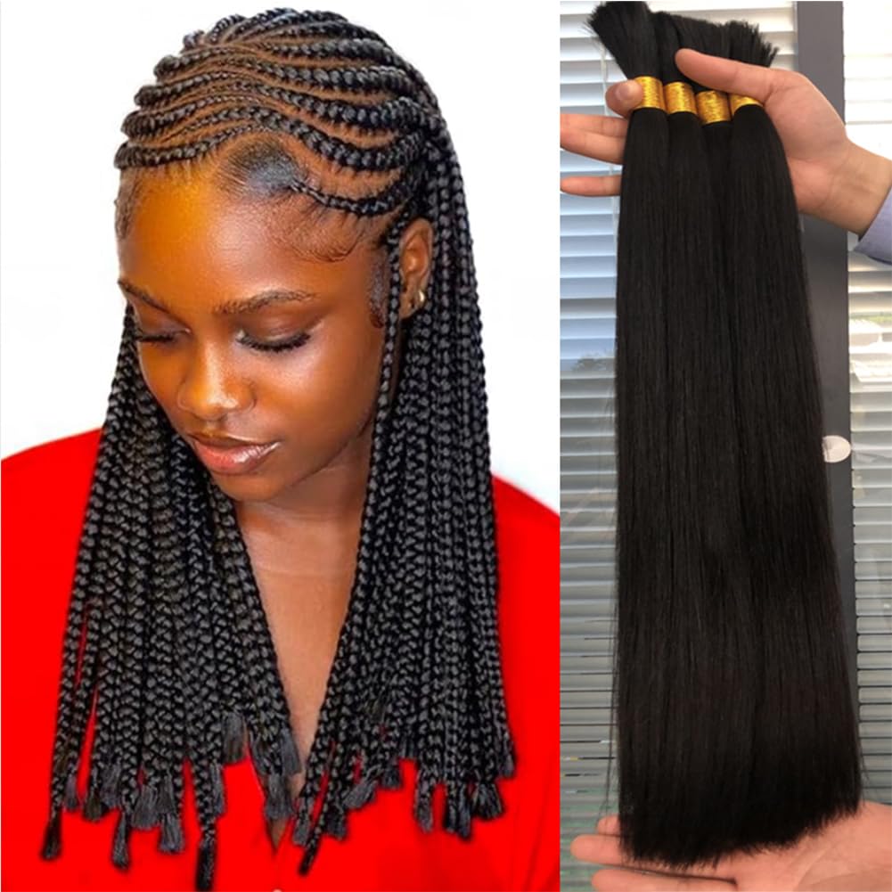18 Inch Human Hair Extensions for Micro Braiding, 100g, Straight Texture 18-100g-Human-Hair-Braiding-  main image 4