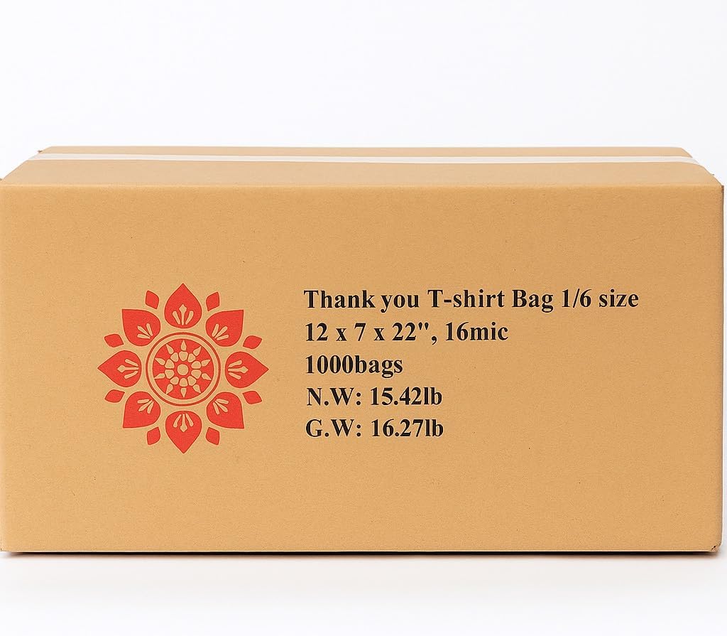 Thank You Plastic Bags 1000 Count – 12x7x22 Inches – Heavy Duty Gift Bags T-Shirt Shopping Bags for Grocery, Restaurant, Convenience Store, Retail & Takeout Use