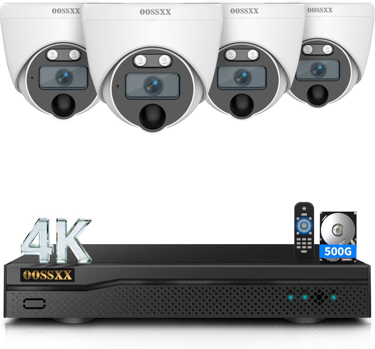 (2026 Upgrade) 4K Wired CCTV Security Camera System, 8CH HD DVR Kit, 4X Dome IP66 Indoor Outdoor Cameras with Waterproof Connectors, 65ft IR Night Vision, Free App, No Subscription Fee, Remote Access