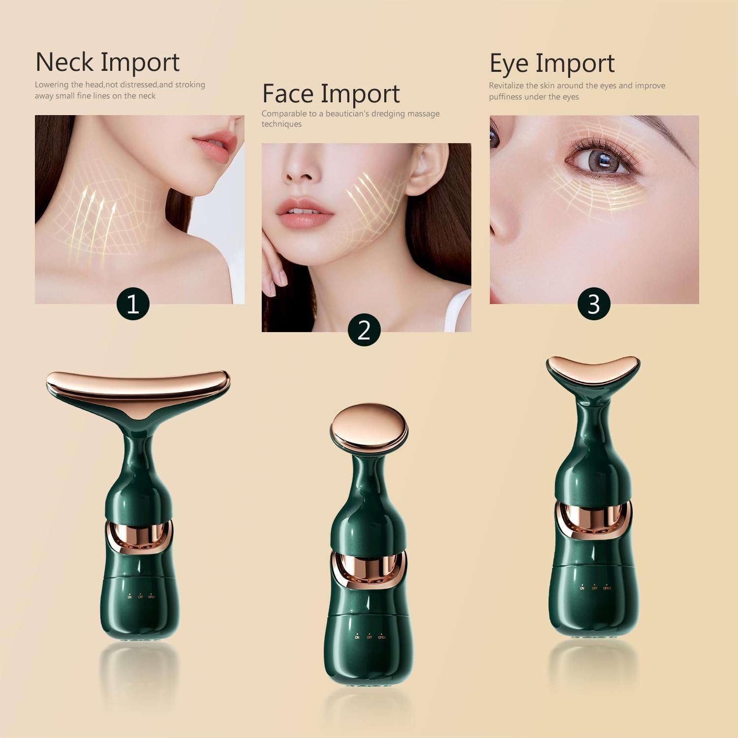 EXIFYLL 3 in 1 Anti Wrinkles Face Neck Eyes Massager,Vibration Facial Massager for Skin Care,Face Sculpting Tool Multifunctional Neck Face Massager Beauty Device 1