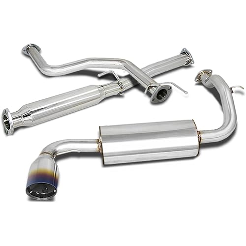 DNA MOTORING CBE-HC88-BT Stainless Steel Cat Back Exhaust System [Compatible with 88-91 Honda Civic 3-Door Hatchback]