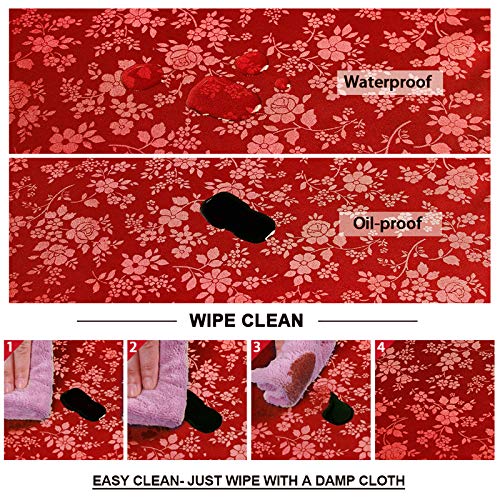 Image of Smiry Rectangle Table Cloth, Waterproof Heavy Duty Vinyl Tablecloths, Wipeable Washable Table Cover for Kitchen and Dining Room (Red, 54 inch X 108 inch)