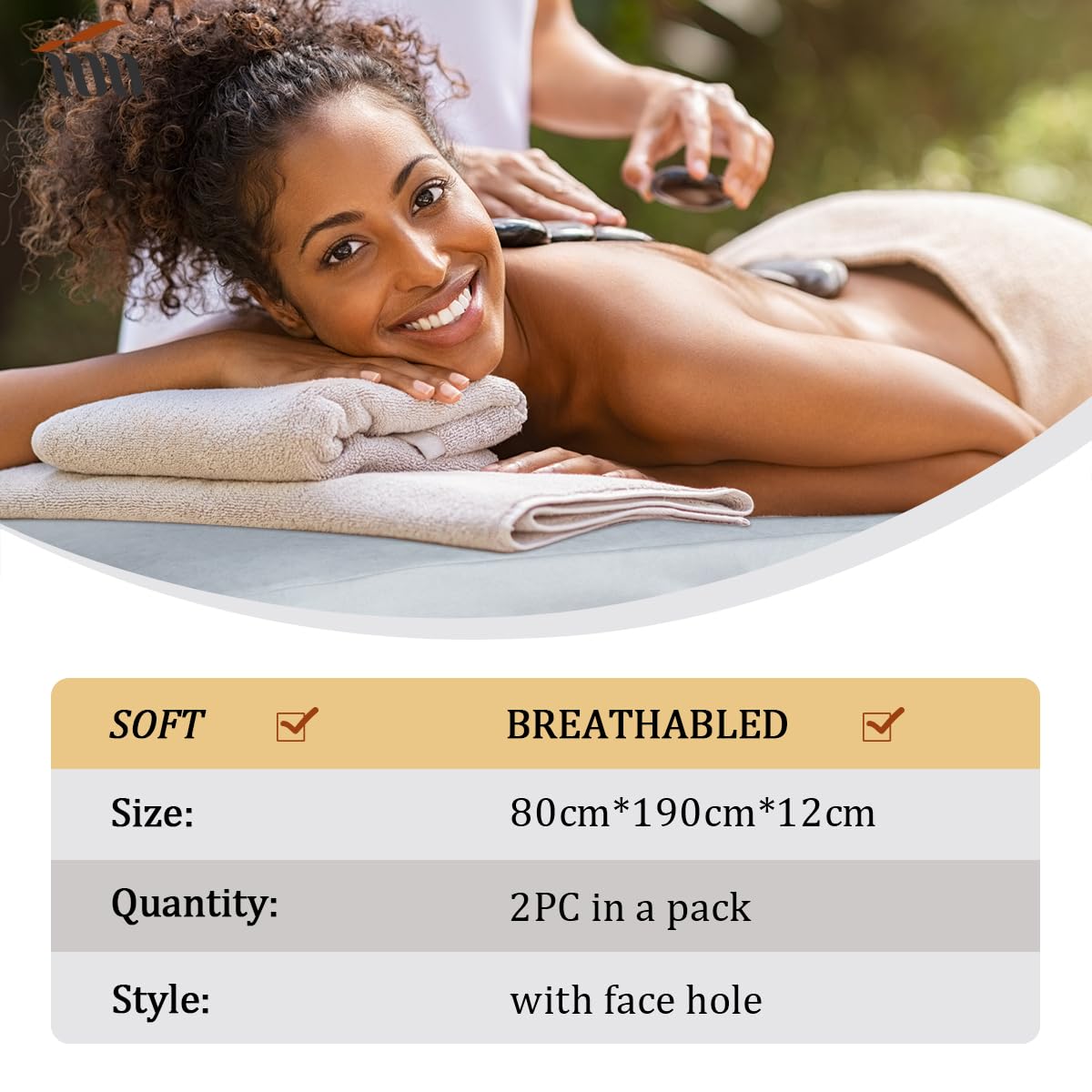 Eqivei 2 Stück Bezug für Massageliege mit Loch, Massageliege Bezug Waschbar, Spannbezug für Massageliege, Atmungsaktive 70 x 190 x12cm,Grau