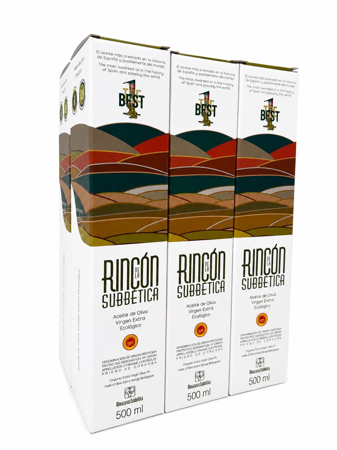 RINCÓN DE LA SUBBÉTICA – Aceite de Oliva Virgen Extra 500 ml | Pack 6 Botellas | DOP Priego de Córdoba | Monovarietal Hojiblanca | Sabor Intenso | Ideal Cocina Gourmet y Uso en Crudo