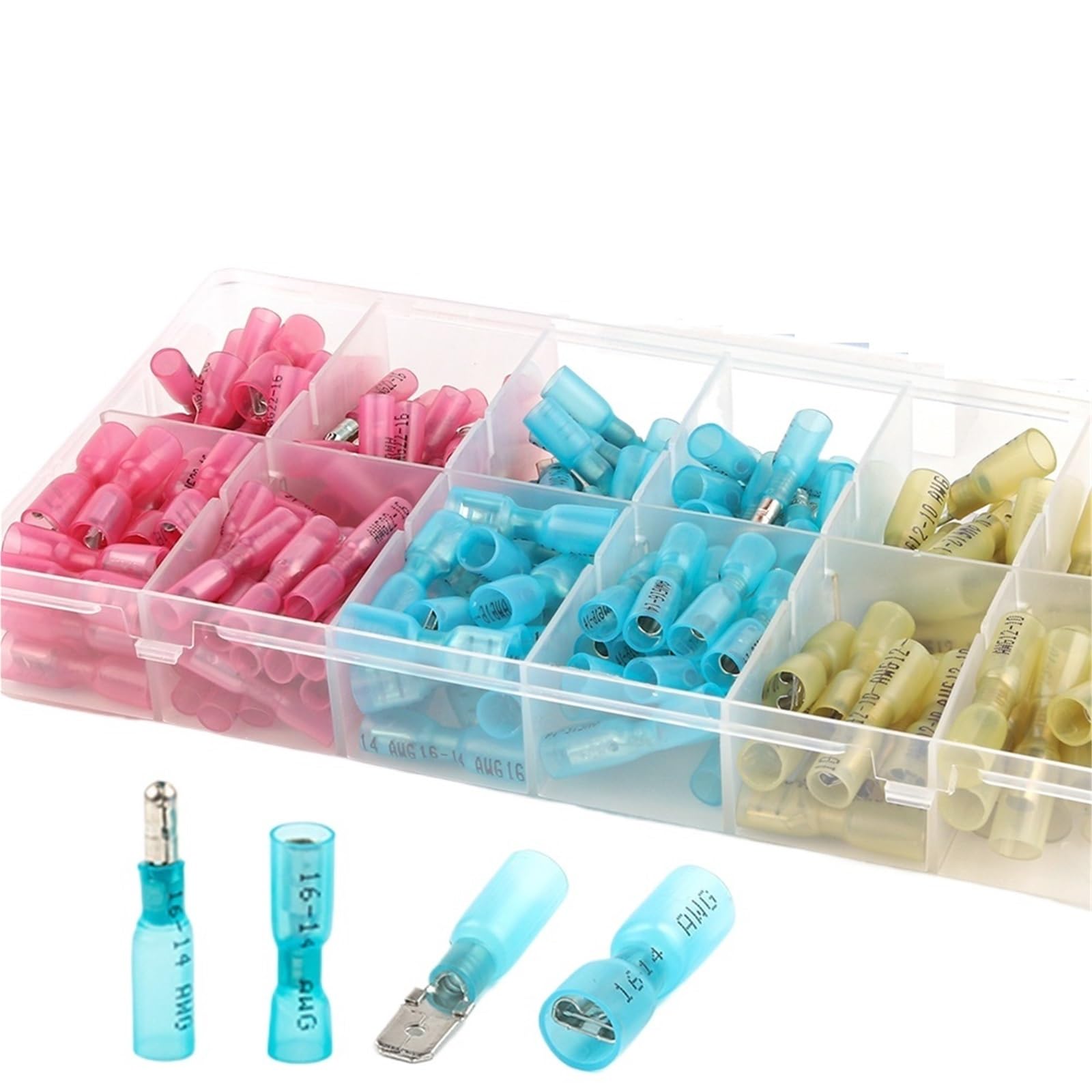 Ciopljhkl Women's 180Pcs Spade Insulation Spade Splice Crimp Terminals Kit Heat Shrink & Male Butt Terminal Wire Connectors For Home,Factory,Cars,Ship