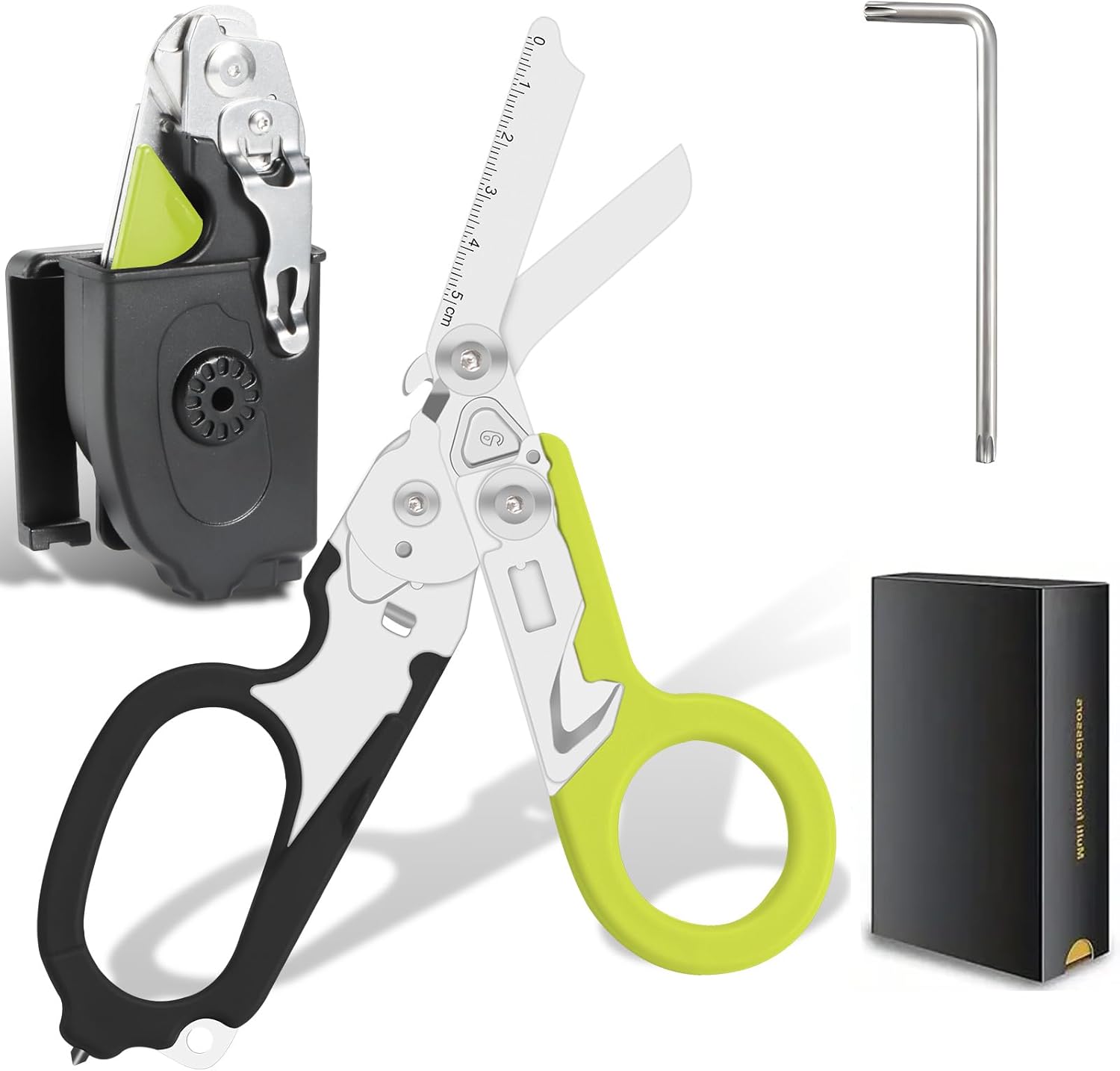 6-in-1 trauma shears - emergency responders, outdoor emergencies, medical staff, and outdoor camping, Gift box packaging with scissors storage K sheaths (Luminous Silver)