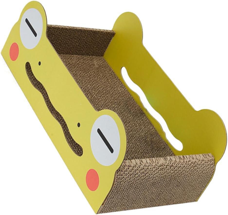 UPKOCH Cartoon Cat Scratching Board and Large Capacity Corrugated Paper Cat House Small Size for Claw Grinding and Play
