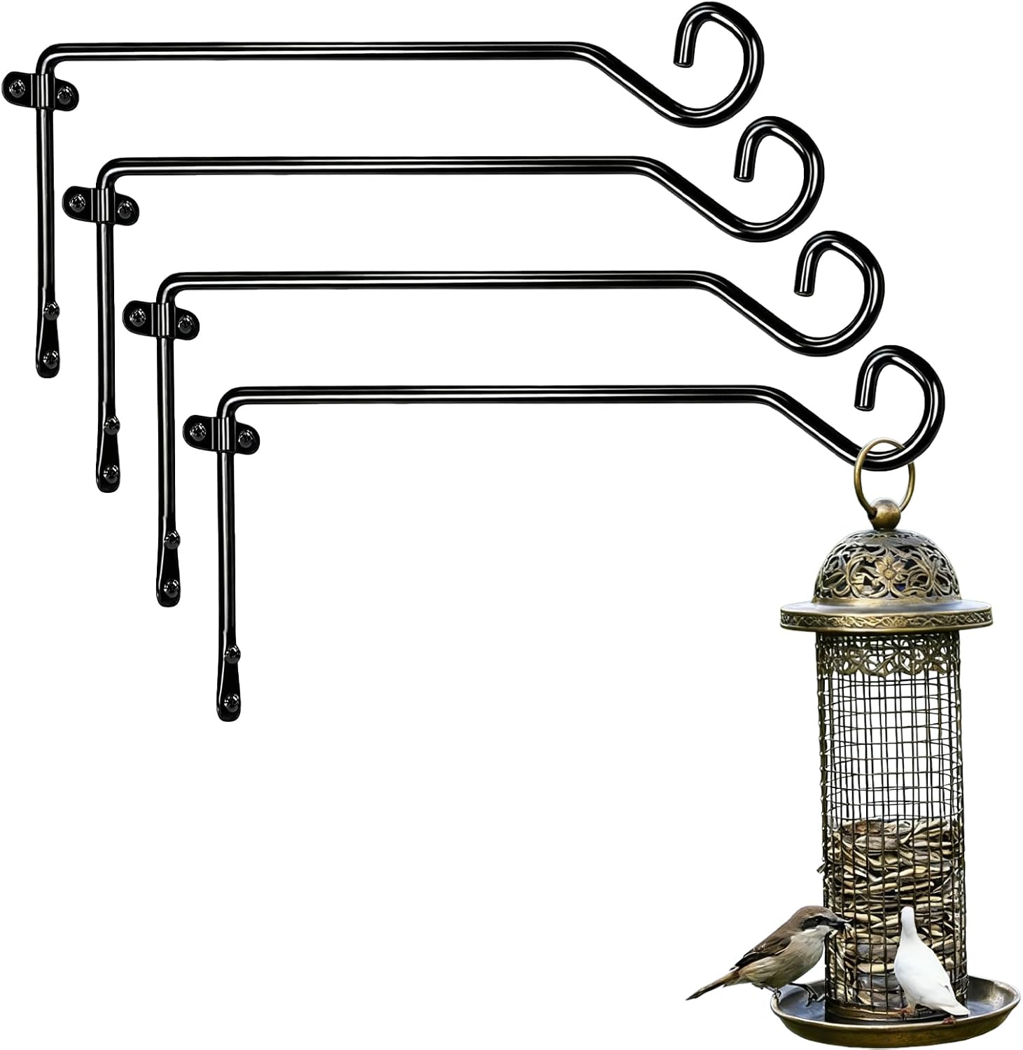 13IN Plant Hangers Outdoor, Metal Wall Mount for Planters & Decor, 4 Pcs