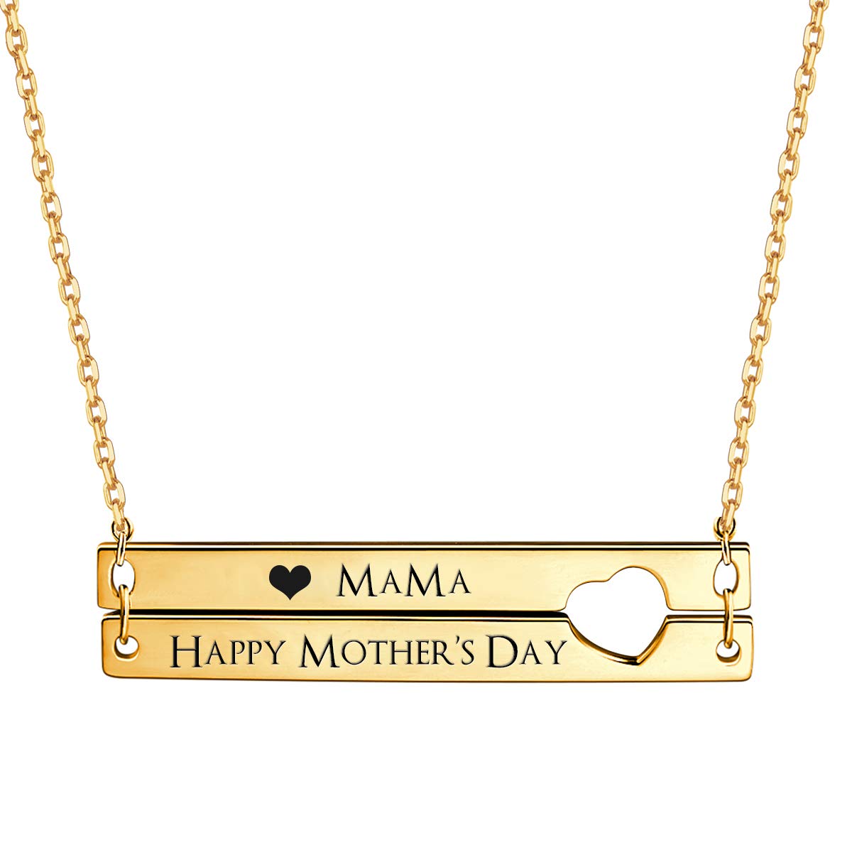 MeMoShe Personalized Bar Necklace, 18K Gold Plated Custom Name Engravable Necklace with Adjustable Chain Charm Gifts for Women