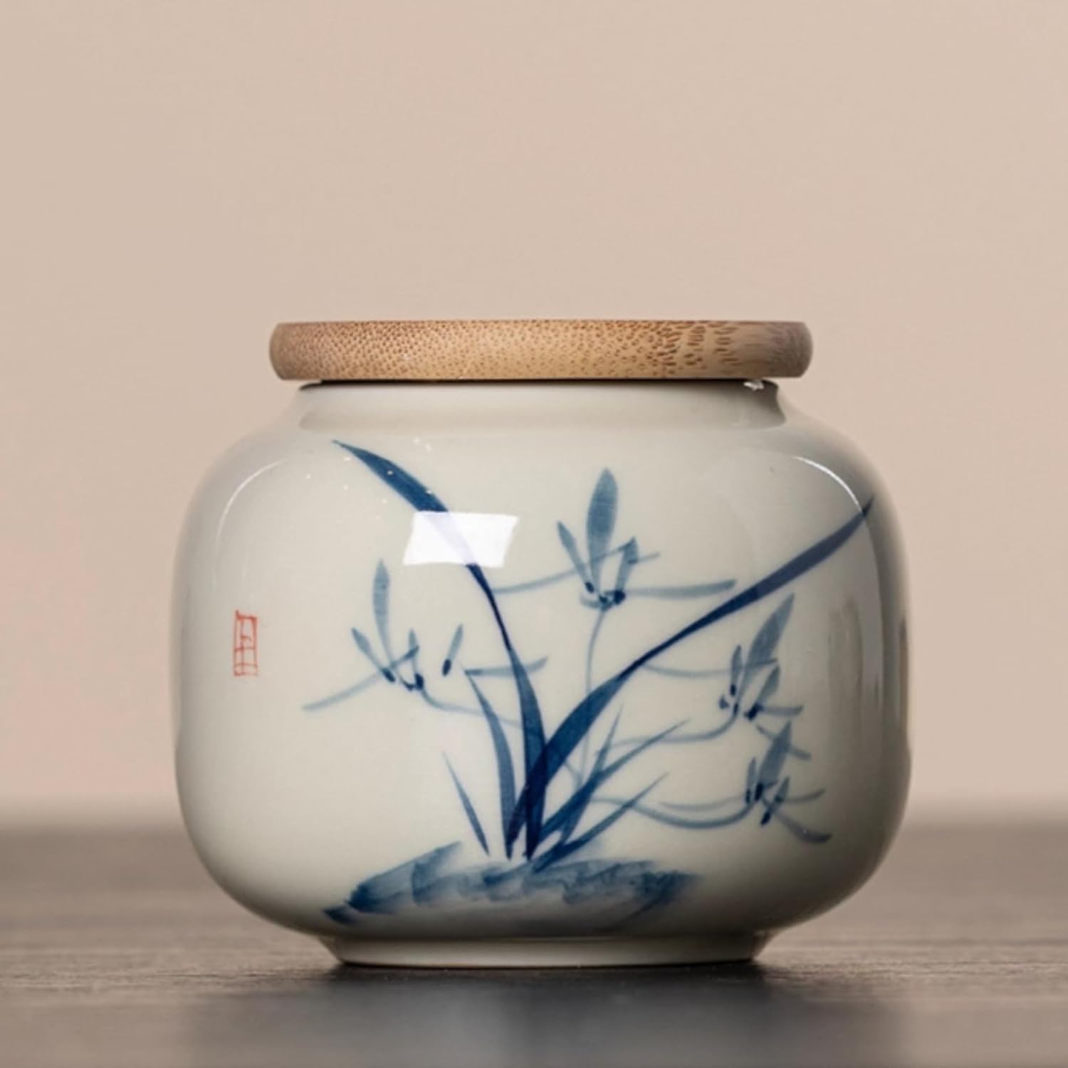 Gray Hand-drawn Tea Caddy, 65ml 2.0oz, Ceramics Chinese Kung Fu Tea Set Accessories