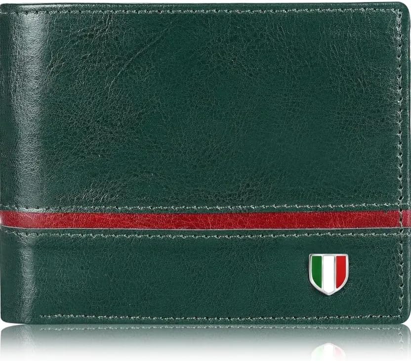 Embossed Lines Vegan Leather Wallet for Men (Green)-image-28