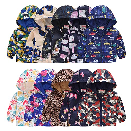 Toddler Boy Girl Fleece Lined Jackets Hooded Windbreaker Coat for Winter Fall Outerwear Rain Jacket2