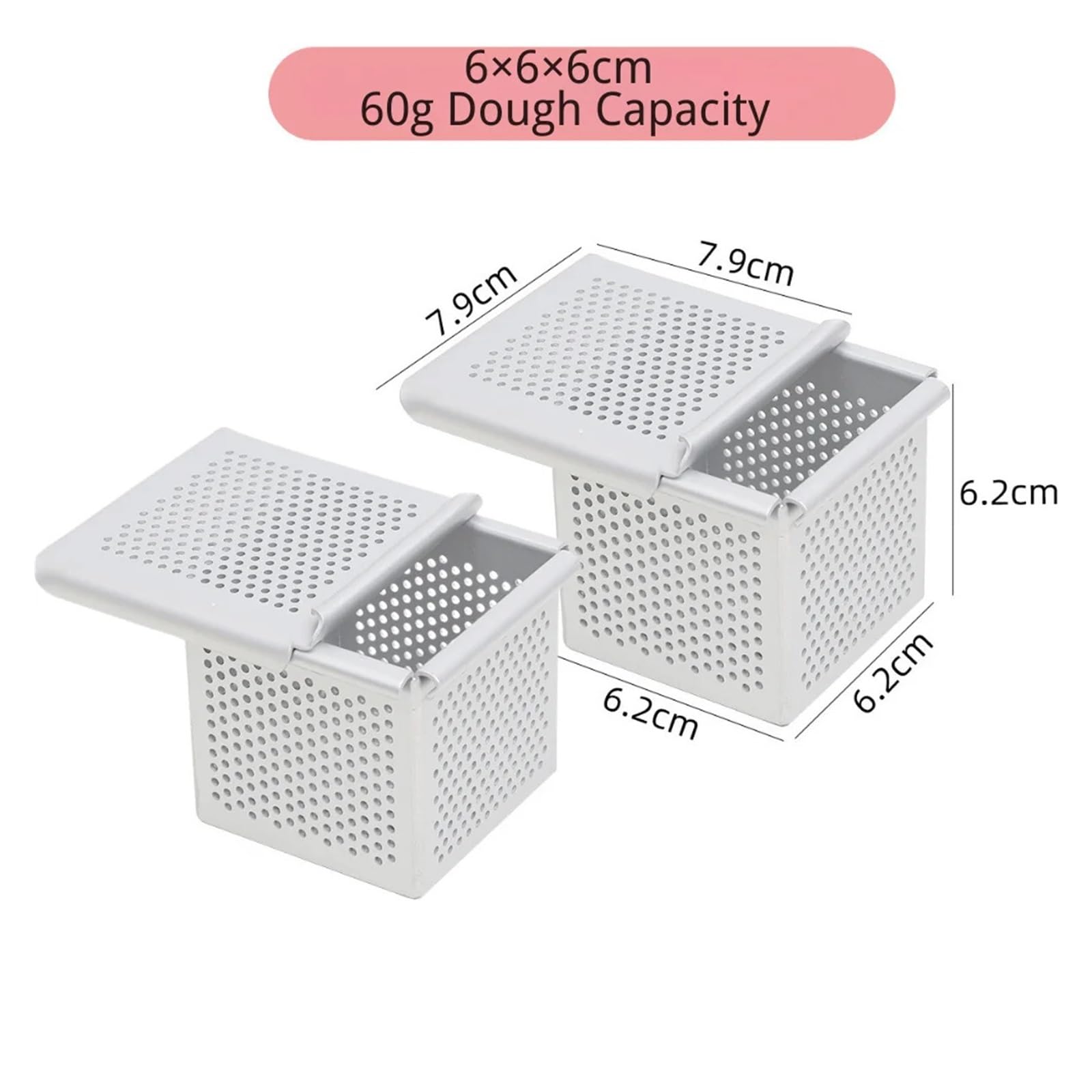Mini-Toast-Box, Croissant-Würfel, Pullman-Kastenform Mit Deckel, Quadratisch, Perforiert, Wasser, Backutensilien, Küche(2PCS 6X6X6CM)