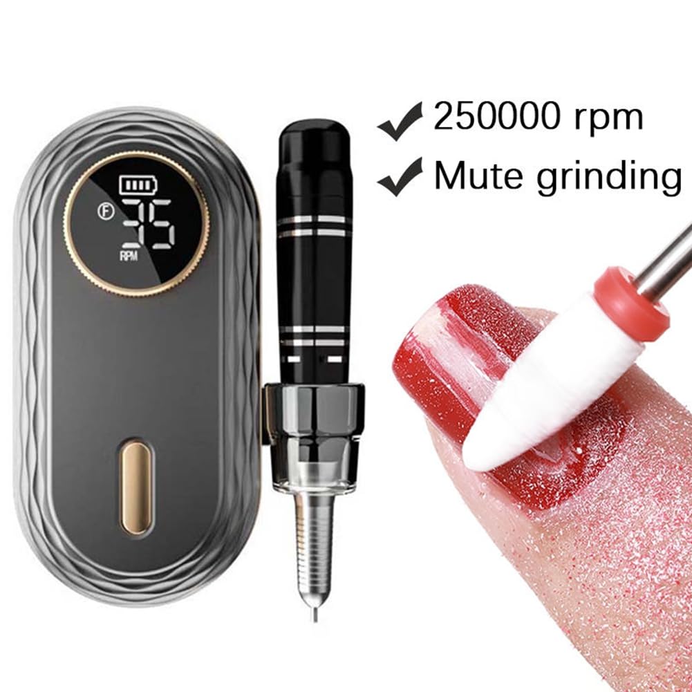 Taladro de uñas profesional, lima de uñas, dispositivo de pedicura con bajo nivel de ruido y vibración, kit de pedicura portátil, taladro de uñas portátil, lima de uñas eléctrica profesional
