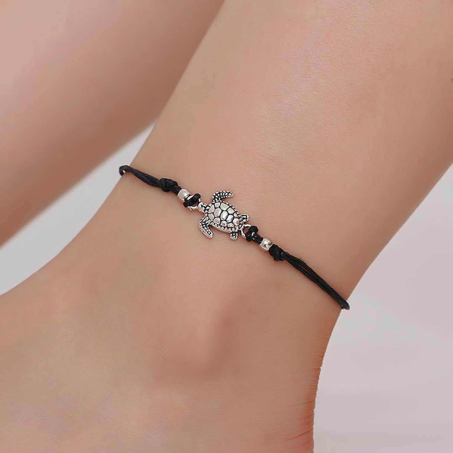 Bohemian Turtle Ankle Bracelet Black Leather Rope Anklet Bracelets Sea Turtle Chain Anklets String Anklet Foot Chain Jewelry for Women - Image 5