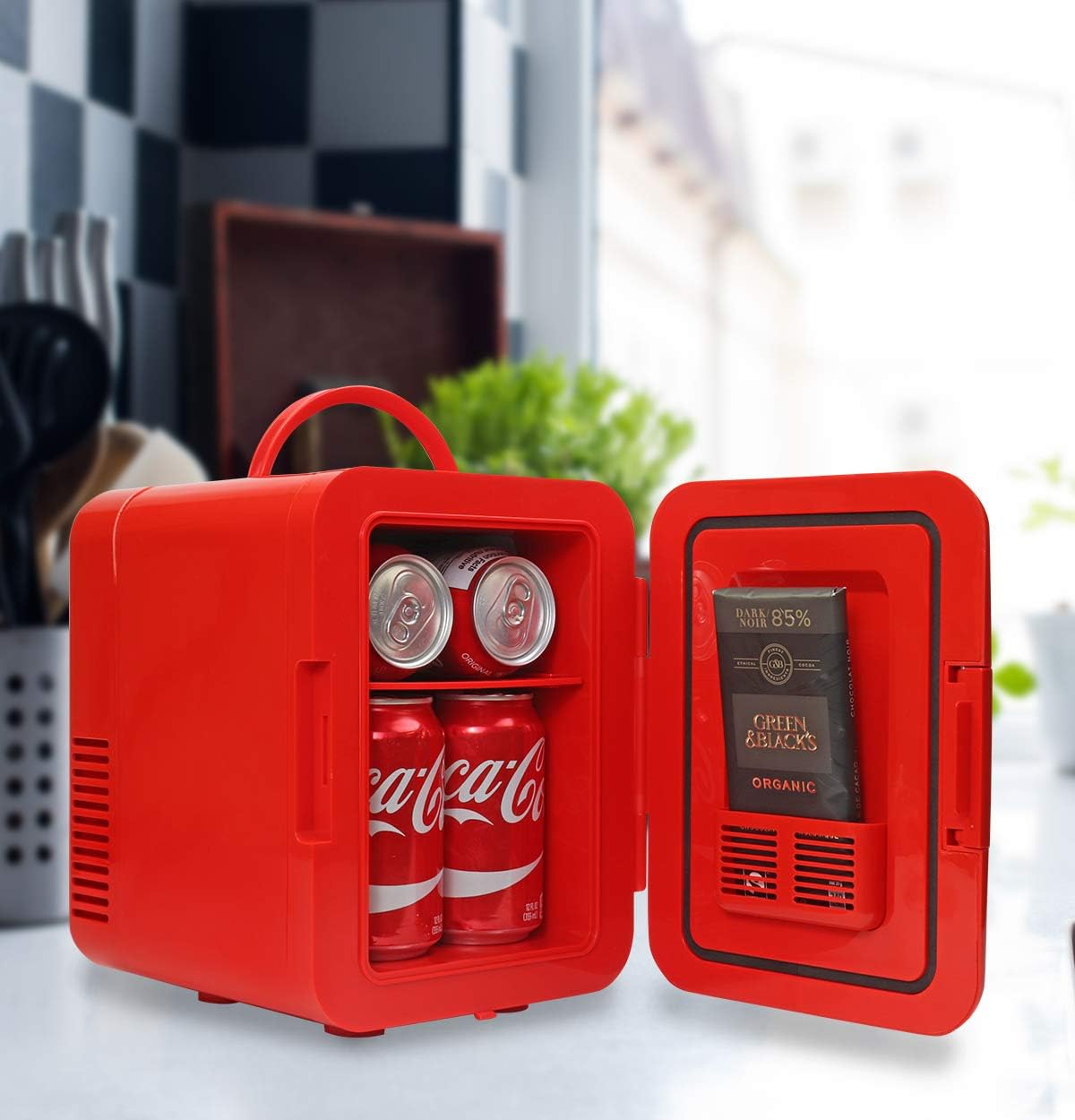 Mini Fridge For Bedrooms 4L Small Fridge 6 Can Table Top Quiet Mini Fridges For Skincare Office Food Drinks Kids Home Car & Travel 12v Portable Cooler Refrigerator by Coca-Cola - Image 3