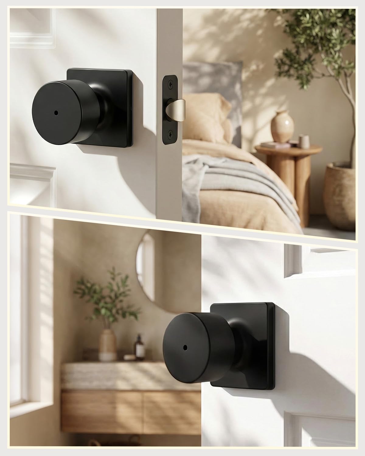 Black Door Knobs with Lock - 10 Pack -7