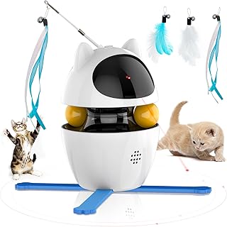 Cat Toys Interactive for Indoor Cats,3 in 1 Cat Interactive Toys with Cat Feather Toy,Cat Ball Toy,Cats Light Toy,Automatic Electric Kitten Toys for Hunting Chasing and Exercising,USB Rechargeable