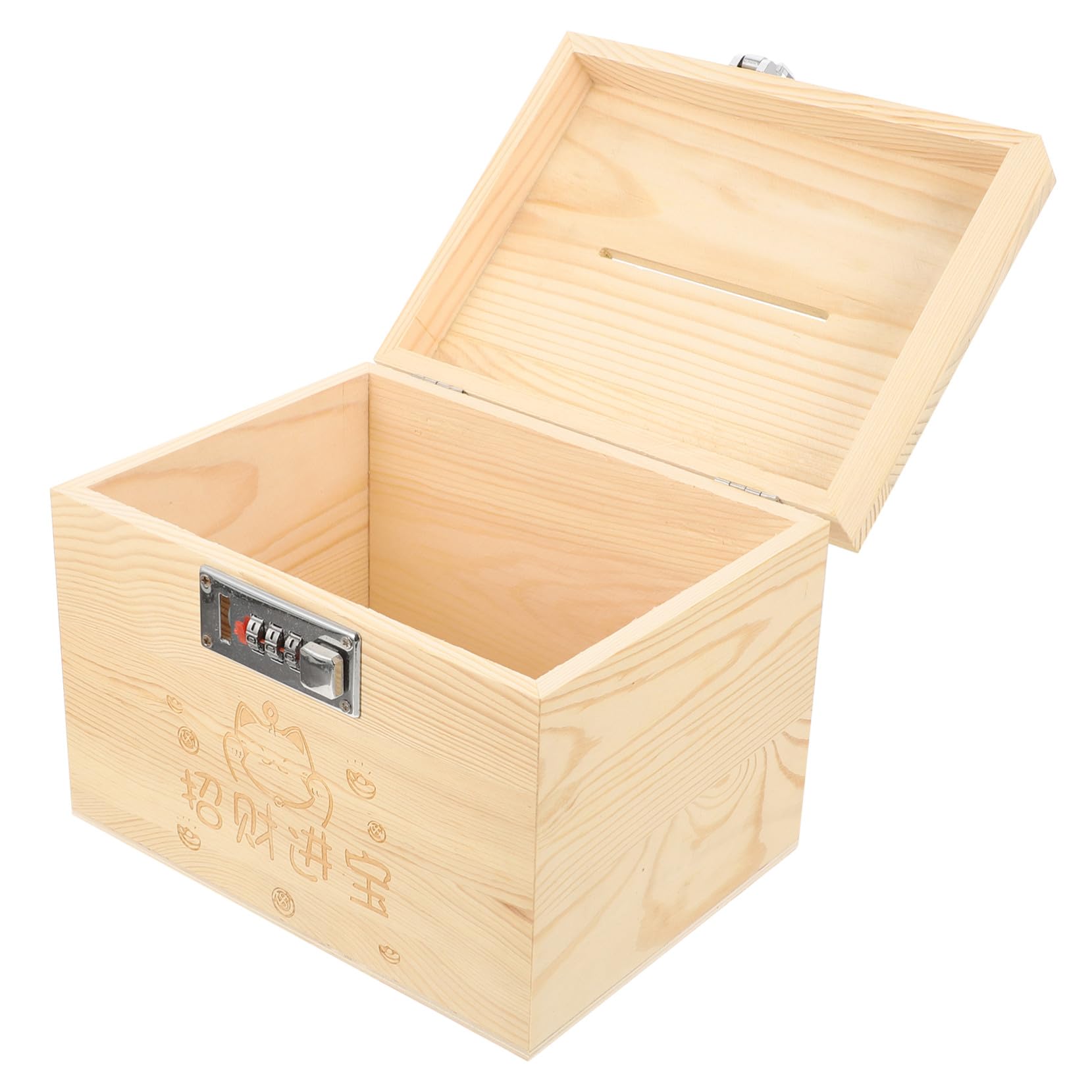 Caja Fuerte de Madera Maciza con Cerradura Codificada Hucha Decorativa para Escritorio Caja de Ahorro Grande para Billetes y Monedas Estilo Organizador Práctico para Adultos