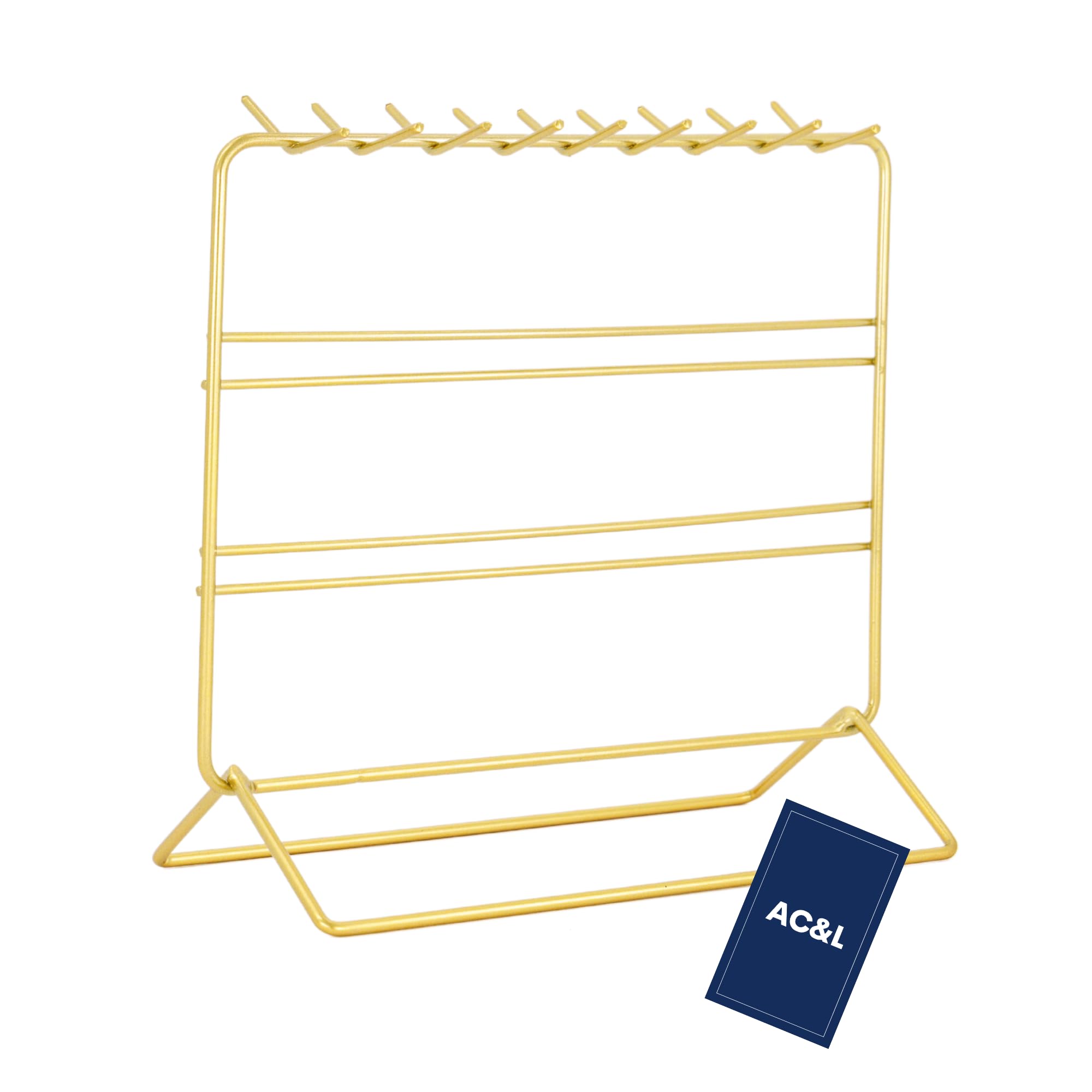 AC&L Jewelry Organizer Stand, Jewelry Display Rack for Necklace, Earrings, bracelet, Rings, Watches, Accessories, Aesthetic Metal Jewelry Holder For Gift and Room Decor (Gold)