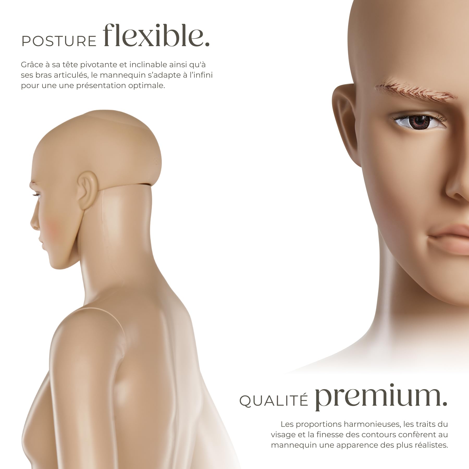 tectake® Mannequin de vitrine Mannequin Homme démontable | Pivotable et Mobile | Pied en Verre avec Attaches pour Les Mollets