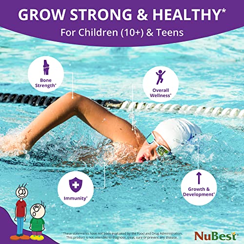 NuBest Tall 10+ - Height Growth Supplement for Children (10+) & Teens, Height Growth Pills with Calcium, Vitamin K2, Vitamin D3 & Multimineral - Helps Height Growth Increase - 60 Capsules - Image 3