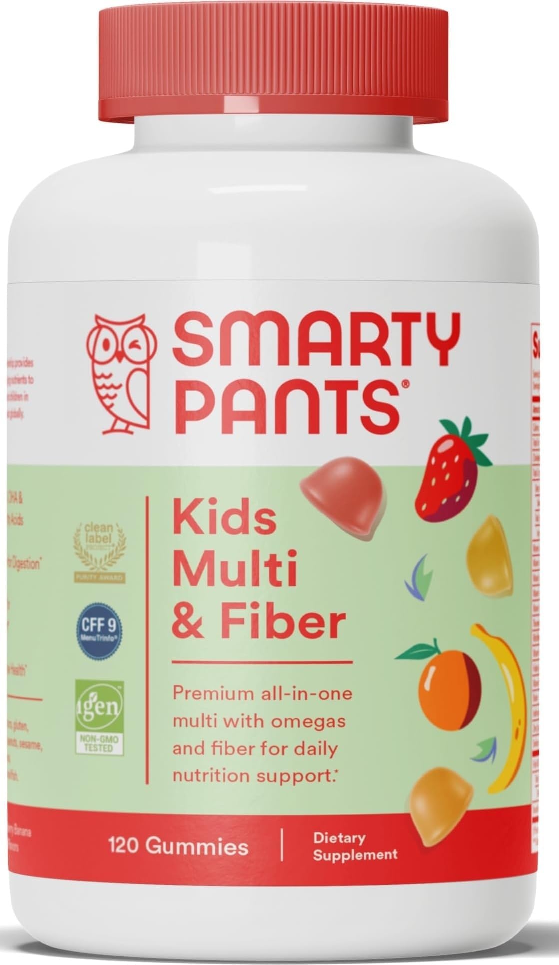 Kids Multivitamin Gummies and Fiber Supplement: Vitamin D3, C, Vitamin B12, B6, A, Zinc, Biotin, Inositol, Fiber Gummies, Three Fruit Flavors, 120 Count (30 Day Supply)