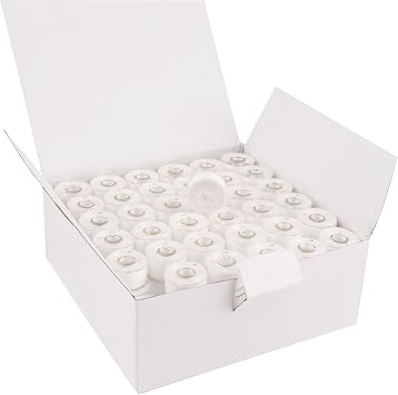Prewound Bobbins Size A Polyester Embroidery Thread Plastic Sided Industrial Bobbin Thread for Embroidery and Sewing Machine, 144-Pack 60S/290WT, White