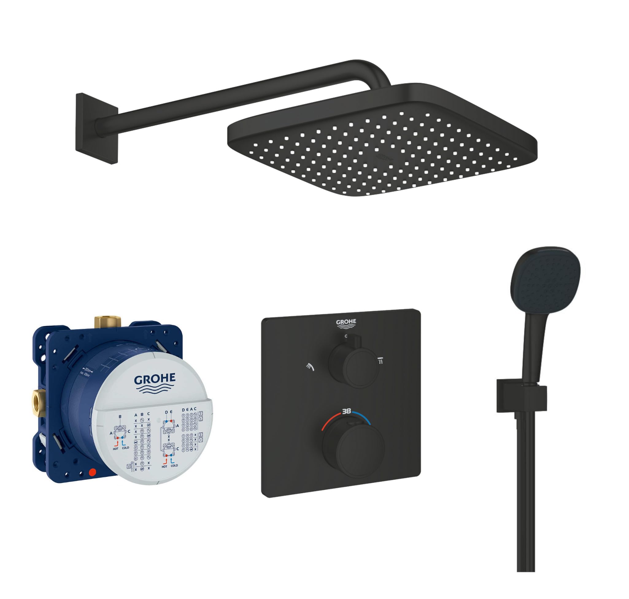 Grohe Duschsystem Unterputz mit Duscharmatur Grohe schwarz GSK02