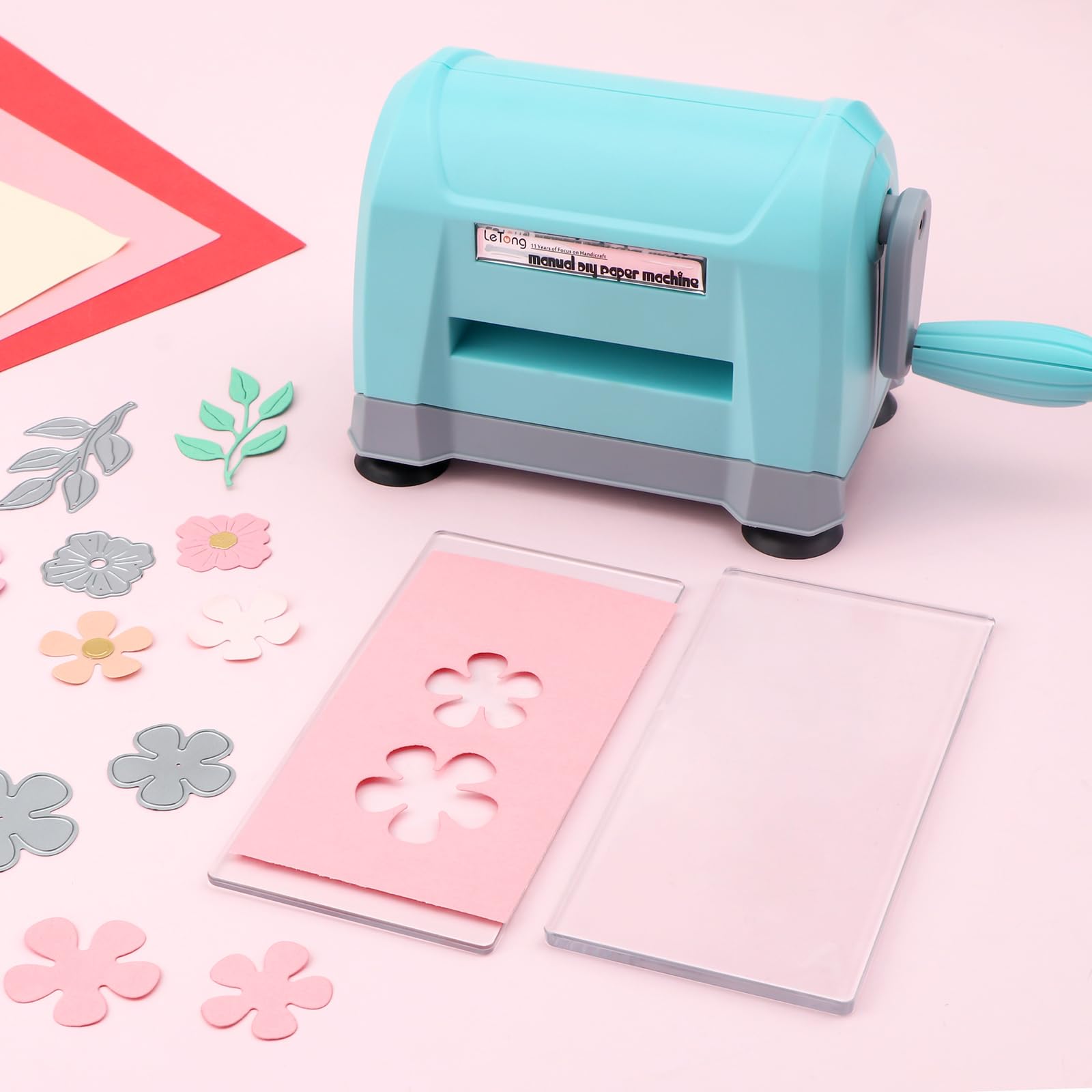 Mini fustellatrice manuale, portatile, fustellatrice e goffratrice per la creazione di biglietti, album di ritagli, lavorazioni con la carta, funziona con fustelle e cartelle larghe o più piccole da