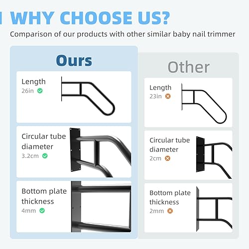 Miniatura 4 de Pasamanos para escalones al aire libre, montaje en pared, barandillas para 1-3 escalones, pasamanos en forma de U con acabado negro mate, pasamanos