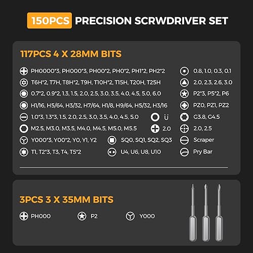 Miniatura 2 de Juego de destornilladores de precisión multibits, 150 destornilladores electrónicos con 120 puntas magnéticas, kit de herramientas de reparación
