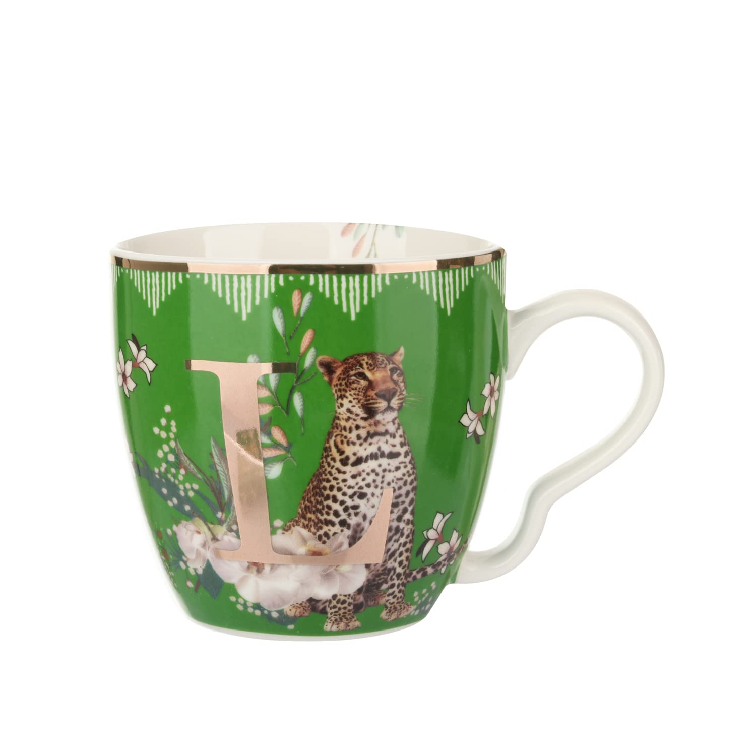 KASANOVA Porcelain Mug Letter L 48cl Green Table Tea & Coffee