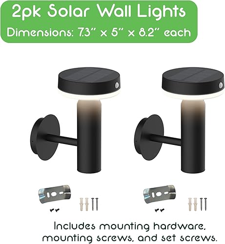 Miniatura 2 de Luces solares redondas de pared - Lámparas de pared alimentadas por energía solar - Luces LED - Sensor PIR y dos modos de iluminación - Batería