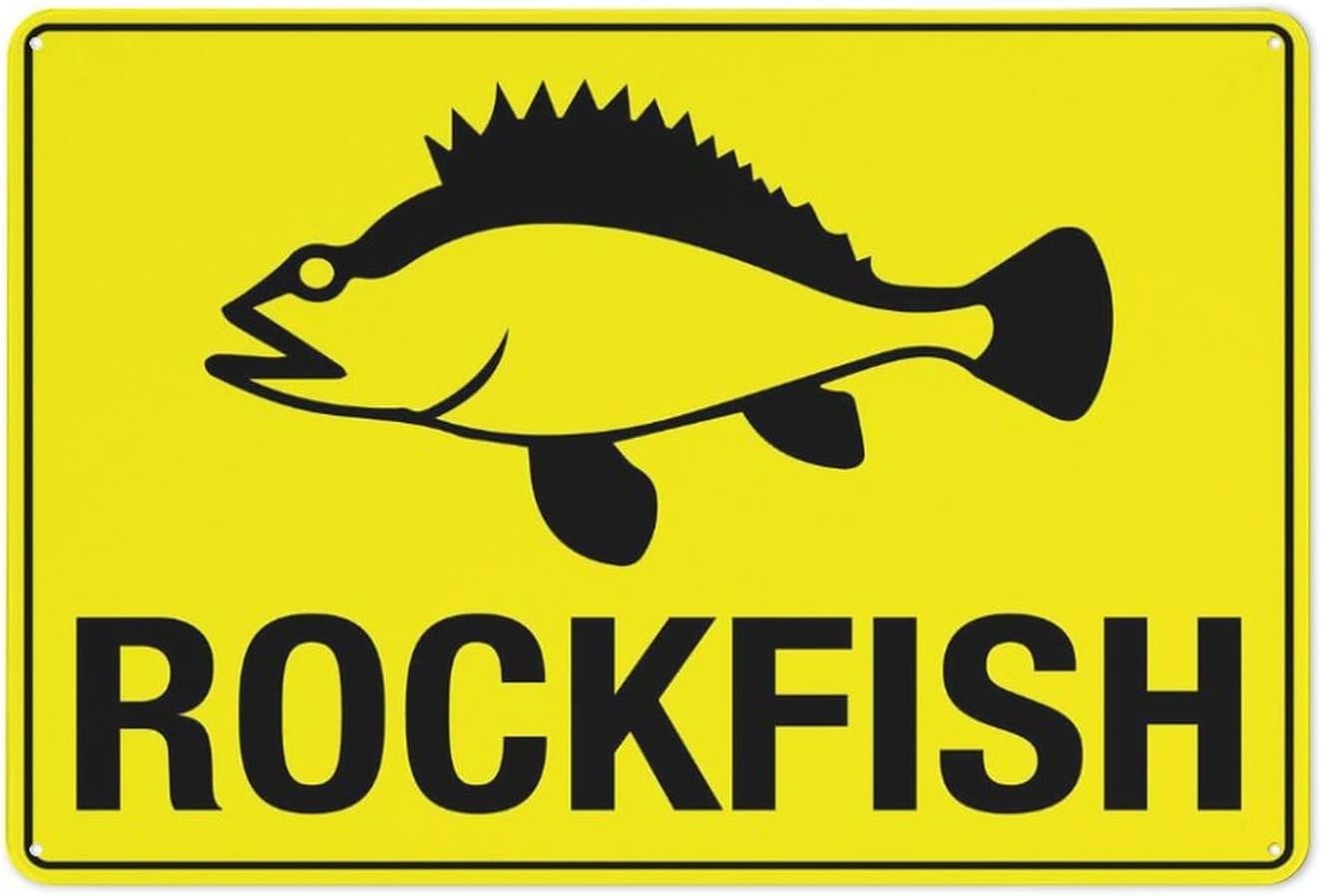 Rockfish Rust Free Aluminum Sign - Pre-Drilled Holes Decor for Business, Workplace, Home Lake, Garden - 12x16 Inch​