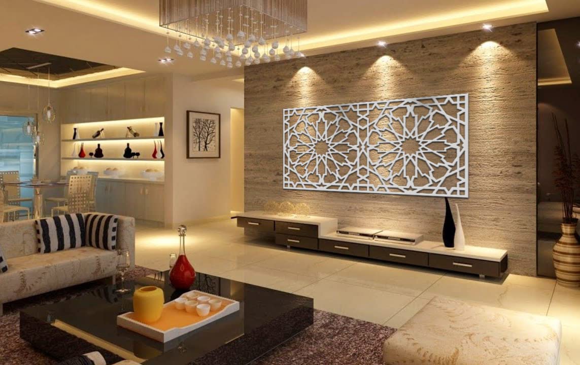 Celosía Decorativa PVC 100 x 200 cm - 5 mm | Celosía Árabe | Separador Ambientes PVC, Panel Decorativo Pared Fachada, Valla Jardín, Biombo Comedor Cocina Cabecero Cama Cuadro