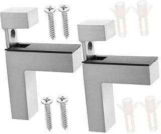Uonlytech 2pcs Adjustable Glass Clip Heavy Duty Shelf Brackets Wall Shelf Brackets Adjustable Floating Shelf Hardware Adjustable Stand Glass Shelves Wall Mounted Shelves Glass Fixing Bracket