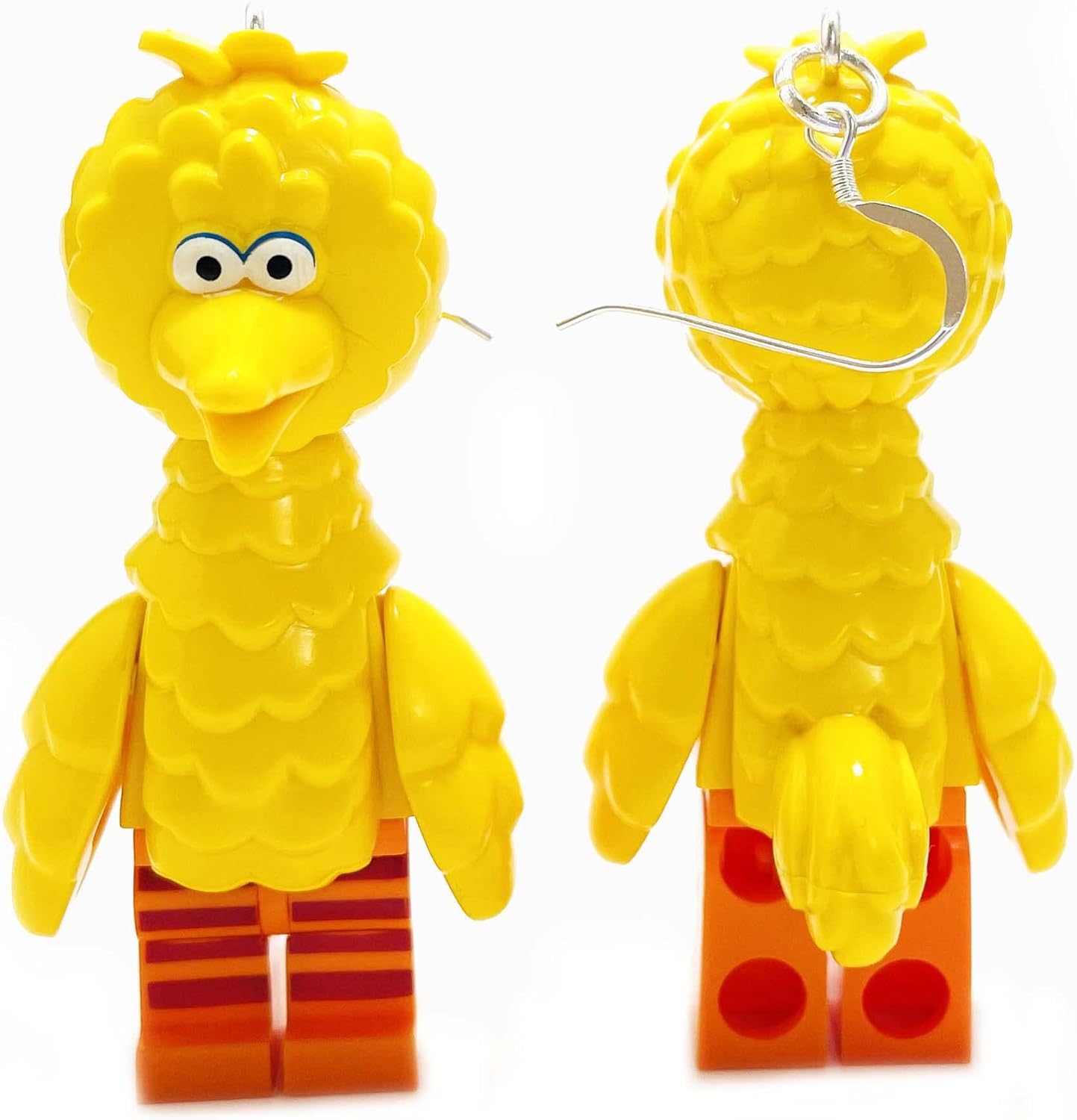 compatible with Big Bird Sesame Street Earrings w Sterling Silver Hooks Handmade Jewelry