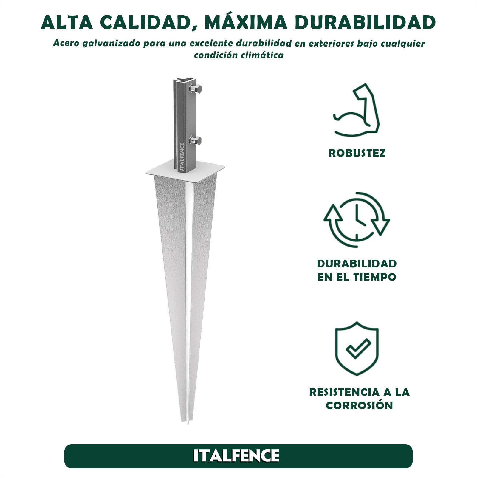 Soporte enterrable para poste T, acero galvanizado [30x30mm, 10 piezas]