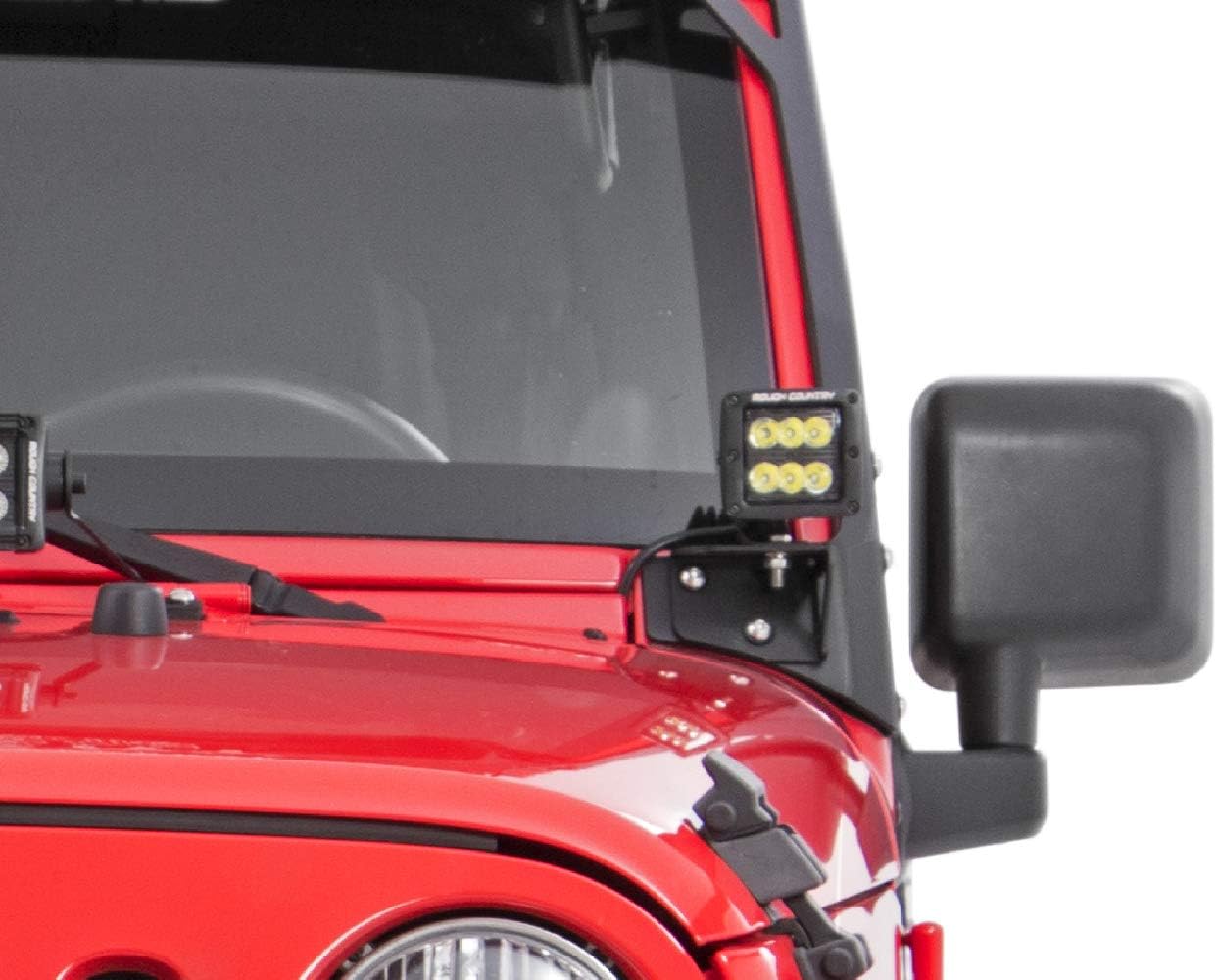 Rough Country Lower Windshield Light Brackets for 07-18 Jeep Wrangler JK - 70044 , Black