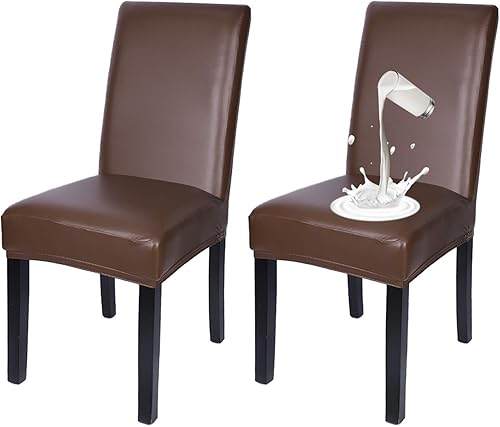 Mocca - 2 fundas de cuero impermeable y resistente al aceite para silla, de piel sintética sólida, para kitench comedor (café)