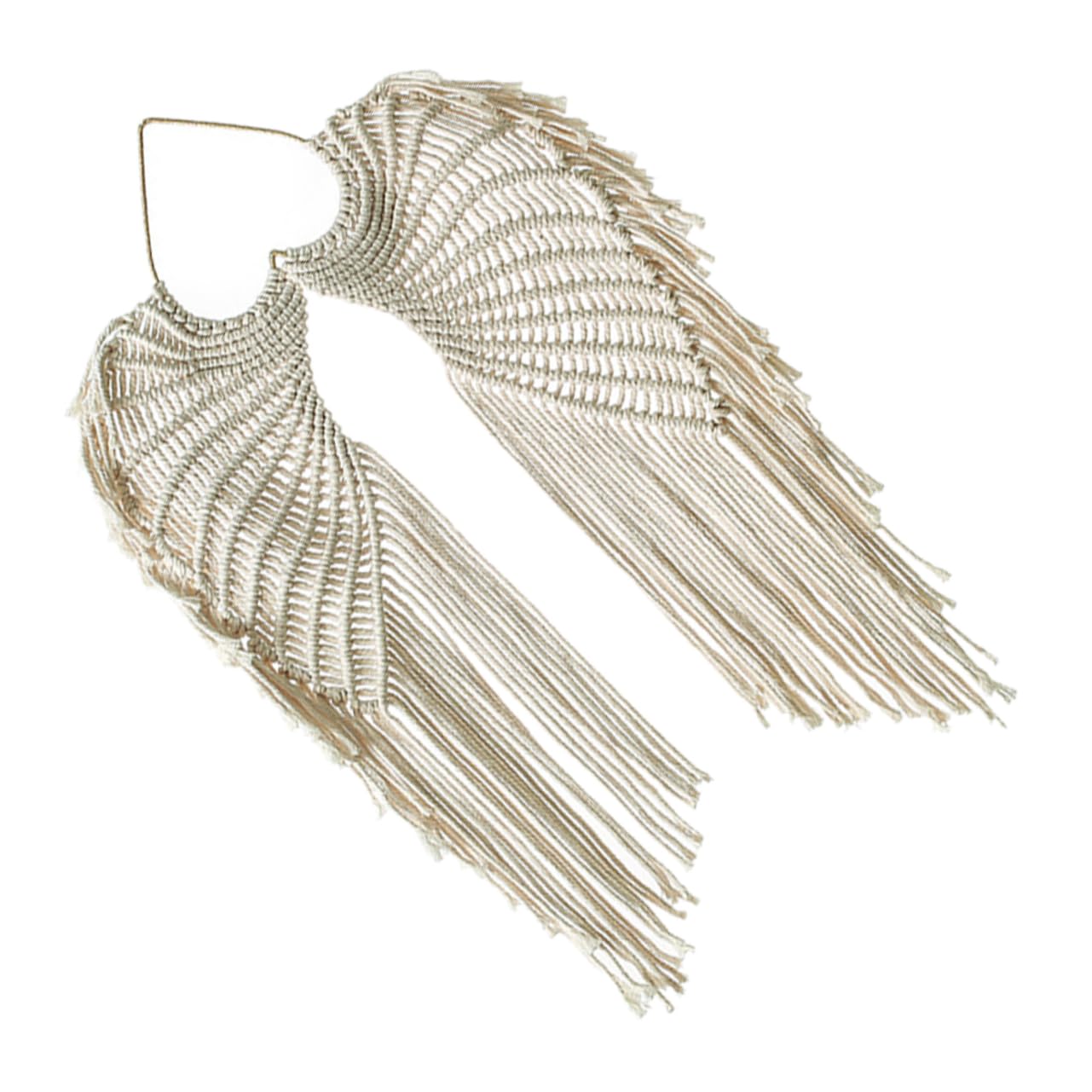 Pendentif fait main en macramé beige suspension murale aile - 8