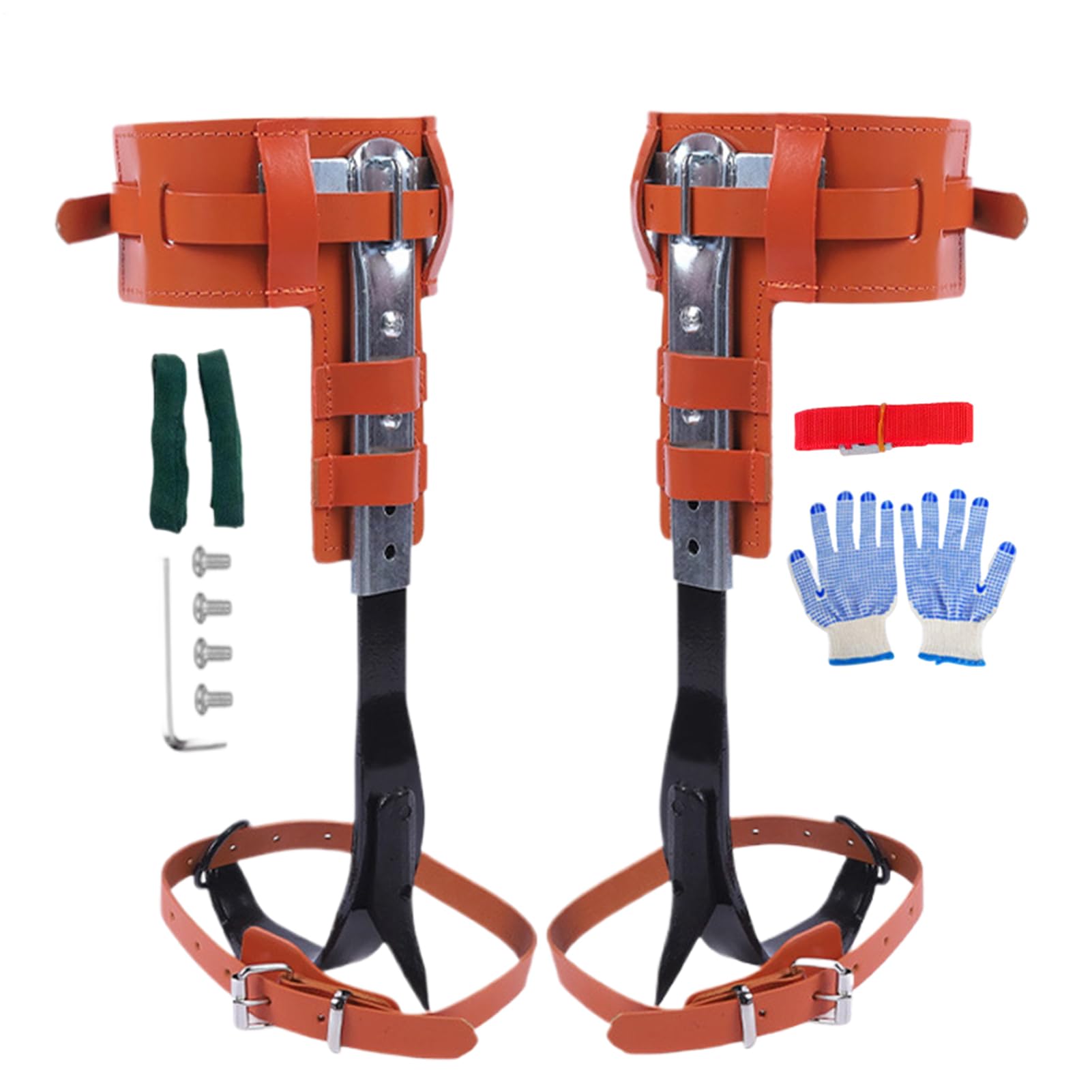 Baumkletterspikes Set Ergonomisch Höhenverstellbar | Rindsleder Baumkletter-Sporen für Arbeit Outdoor Freizeit Holzernte Jagd Beobachtung Obstpflücken Schneiden Trimmen Survival